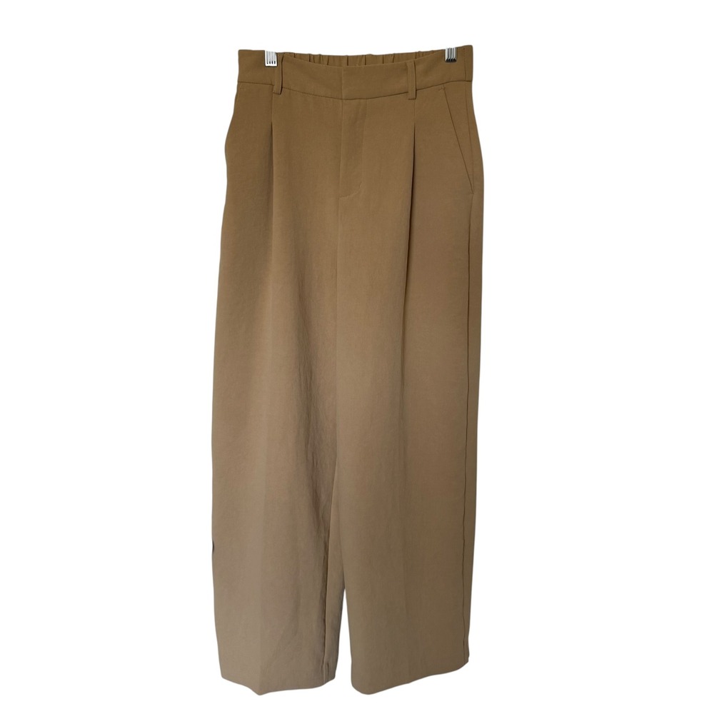 A New Day Wide Leg Trousers Womens 2 Regular Tan Good Pleated Elastic Waist